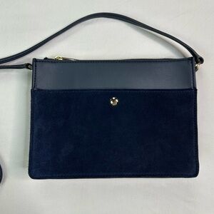 Navy Ellis Leather & Suede  Crossbody Bag